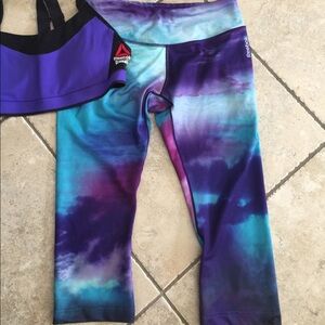 Reebok Purple and Blue Tie-Dye Leggings